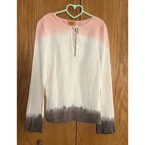 VTG Juicy Couture Linen Tunic Shirt Wm S 90s Smocked Side Slits Dip Dye Rare Y2K